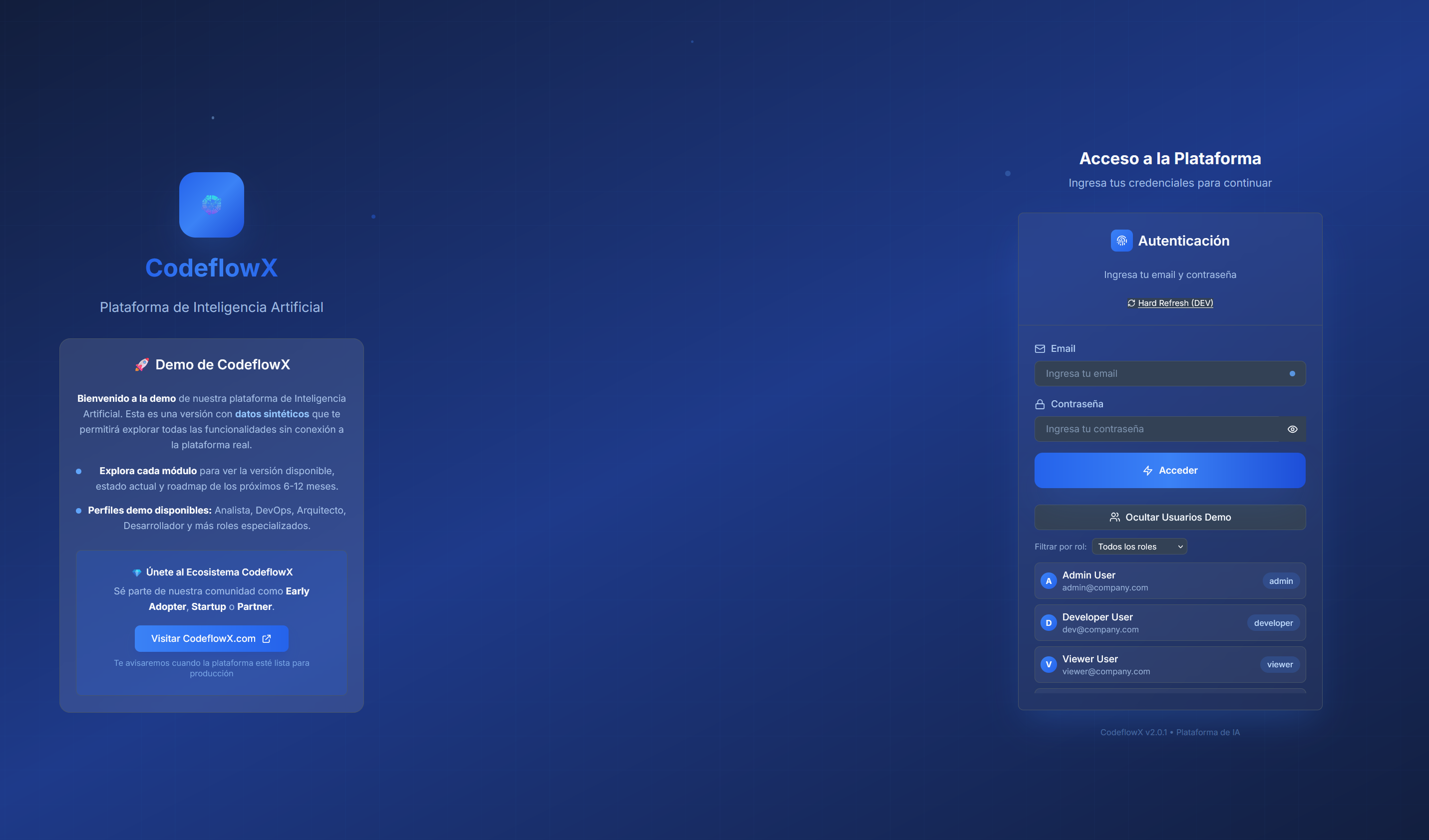 Role-based access screen